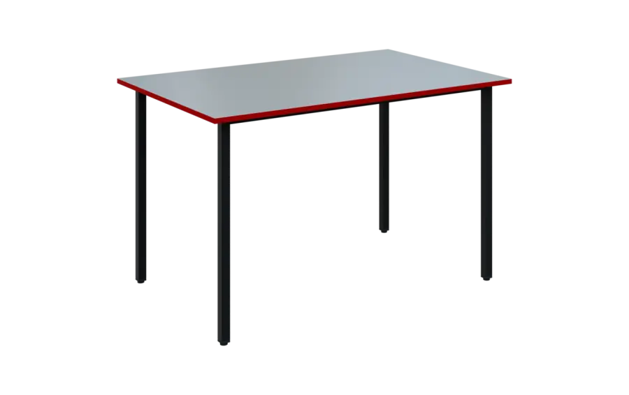 JSB 120N Jídelní stůl 1200 x 800 mm, deska šedá s hranou červená flamengo / podnož černá